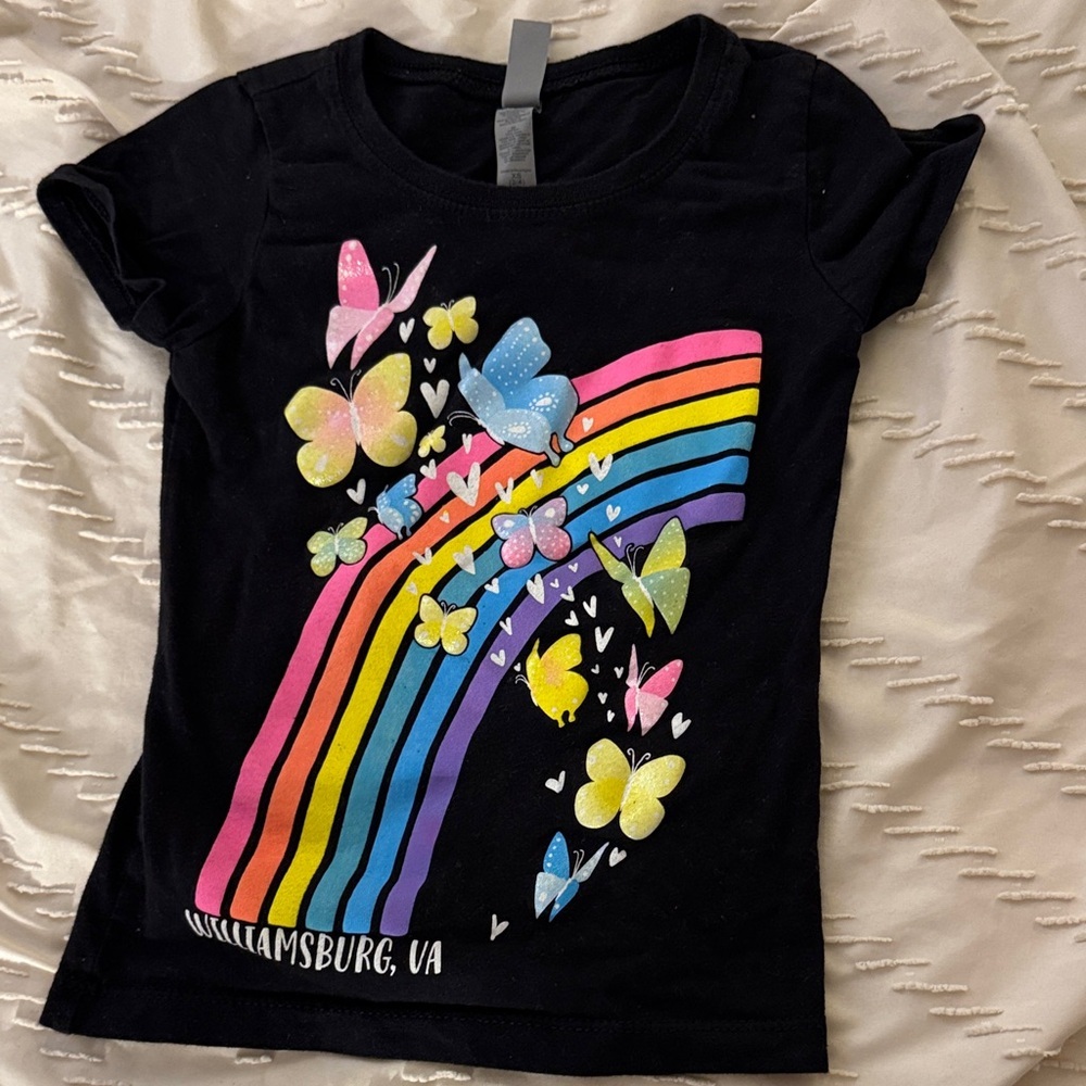 Black Butterfly and Rainbow Girls T-Shirt